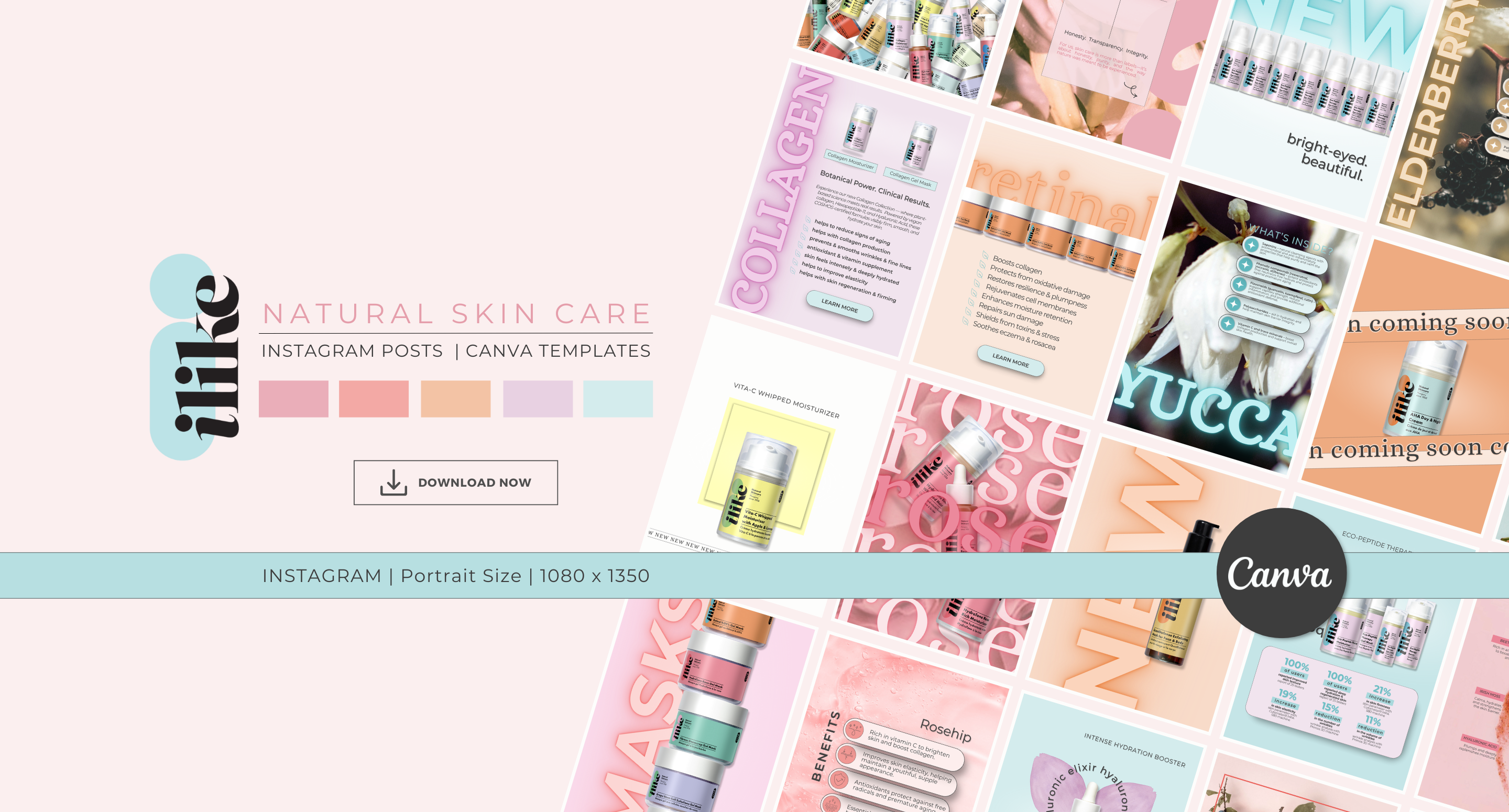 ilike Natural Skin Care Canva Templates Instagram Portrait Size The Skincare Template Co. Skinsimply v.1