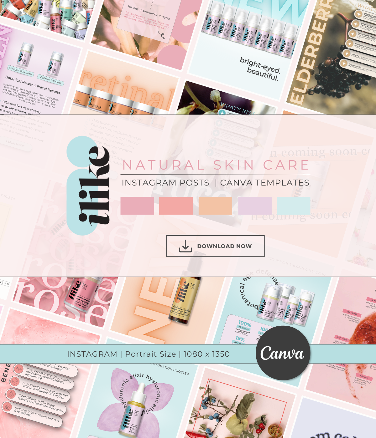 ilike Natural Skin Care Canva Templates Instagram Portrait Size The Skincare Template Co. Skinsimply v.1 MOBILE