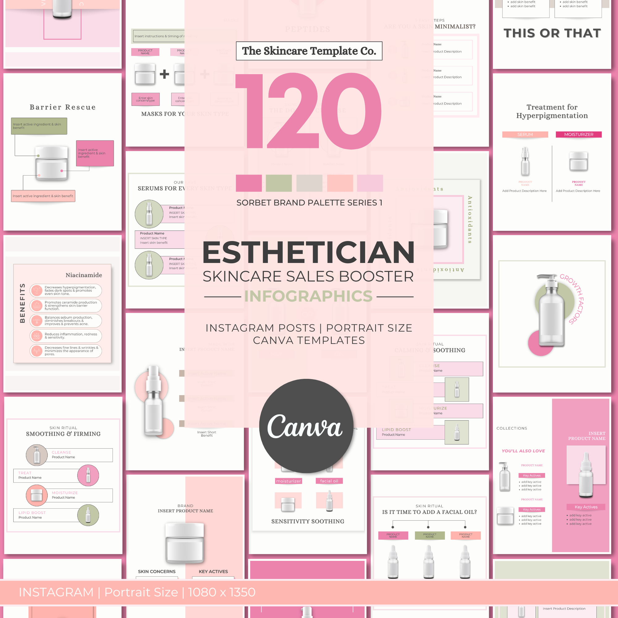 Sorbet Portrait Size Skincare Sales Booster Infographics Cover Image | The Skincare Template Co. | Skincare Instagram Social Media Canva Templates for Estheticians, Spas, Clinics & Medical Esthetics