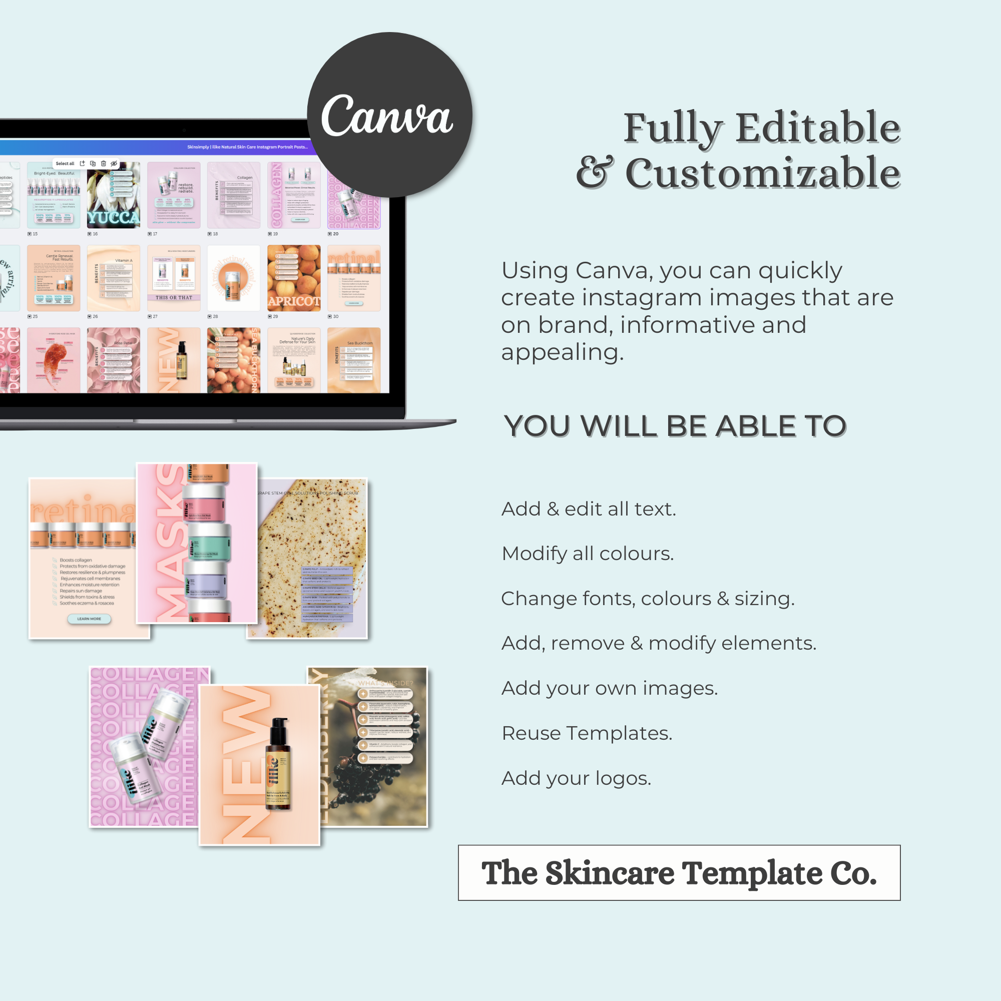 ilike Natural Skin Care Fully Editable & Customizable Instagram Posts The Skincare Template Co